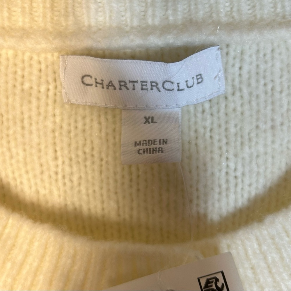 Charter Club Cable Knit Cardigan Sweater Cream White Ivory Womens XL Classic NEW - Picture 3 of 10